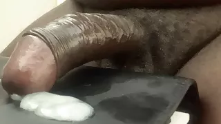 Black Cock Jerking Off & Cum. Cumming & Moaning