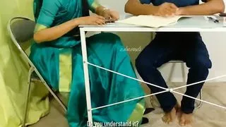Indian Sexy teacher gives her student a footjob and fuck