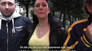 hard double penetration  for the brunette slim rounded ass slut