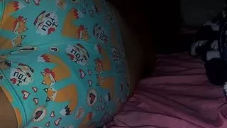 Stepsister gets into bed in short shorts wanting to be touched