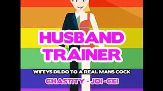 Husband Trains Wifey – From Dildo to a Real Man’s Cock