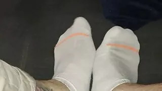 old worn white stockings ( male feet)