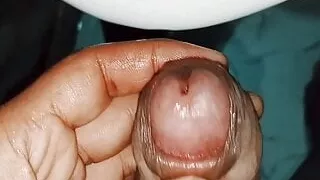 Pee in bathroom lazy cock