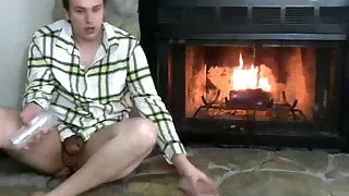 Fireside fleshlight fuck