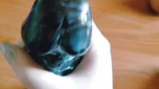 Jerking off my black dildo