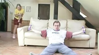 Cock sucking teen fucked by dirty old grandpa