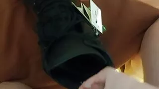 Quick cum in combat boots