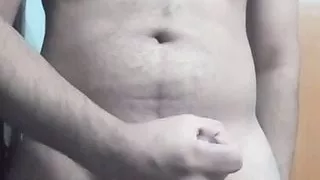 Big cumshoot from a big dick. Indian man masturbates hard.