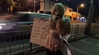 Gagged sissy maid hooker on the streets