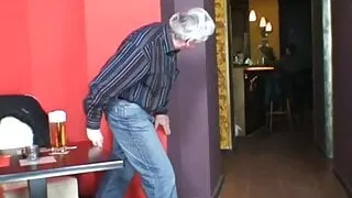 Teen barmaid screws oldie in reverse