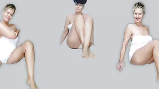 Lukerya is having fun in the kitchen in tight white shorts.