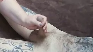 wife sucks cock and then jerks it off with a toy, close-up 2