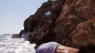 Wet dress no panty anal fuck on beach