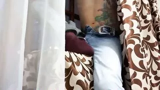 Young gay jerking off his big dick.