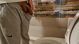 Guy films him peeing in the toilet