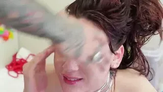 Feeble sub throat fucked then anally toyed