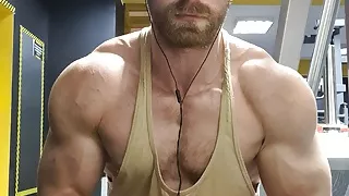 Muscular guy doing muscle worship december