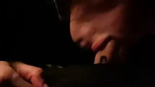 Late night car close-up blowjob