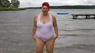 Annadevot - In WHITE SWIMSUIT in the lake