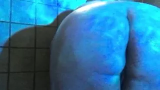 Blue Light Glistening Fat Tits