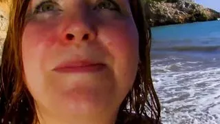 Blonde gives Jorge Freitas anal sex and a blowjob on the beach