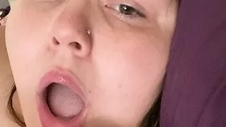 Blowing my black dildo