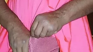 Shinny licra pink dress, cheerleader dress, nylon briefs