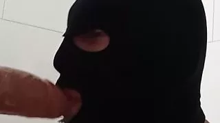 Sucking stepfather his big cock by a dirty horny bottom