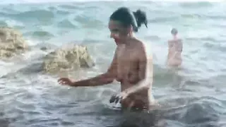 Couple in deepthroat and beach fuck scene