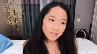 Asian stepdaughter enjoys sucking in POV during taboo sex