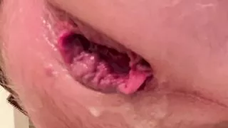 Close up Sissy ass fucking and gape in a skirt