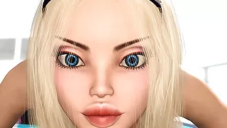 A sexy blonde has anal sex with 3d hot dickgirl on an island