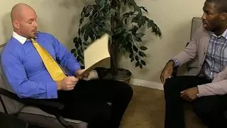 Black JP Richards bends over for his to be boss Mitch Vaughn