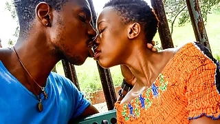 gorgeous amateur ebony babe gives public blowjob  and flashes