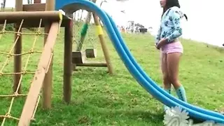 Hot Cute Carla Teases Naked in a Playground Outdoors