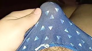showing my blue panties and cumming