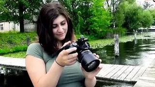 German 18yo teen with natural boobs – street flirt and pick up