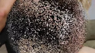 Blond dominant girl Justine milks her cuckold slave