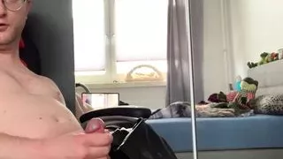 Leather Skirt wank with dirty talk