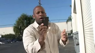 Busty BBW Julie Cash Sucks Black Delivery Boy's Dick