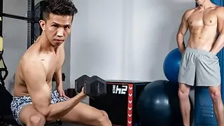 Muscle Jock Shane Cook Spots Asian Cock