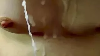 Step son cums over moms tits and pregnant belly