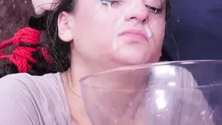 facialized teen blowjob  slave bound and throat fucked