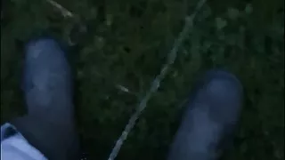 Piss Outdoor in Grey Sweatpants Rubber Boots