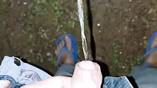 Winter morning peeing smoke coming out of the cock