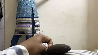 Flashing dick on Indian maid to fuck ( chudai ) in hindi