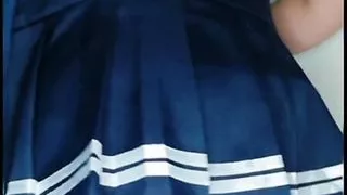 schoolgirl is naked in the bathroom of the school