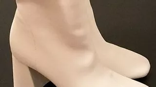 Sexy white girlfriend leather boots