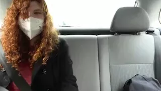 Redhead hottie blows the guy she picked up in the car before a shafting!