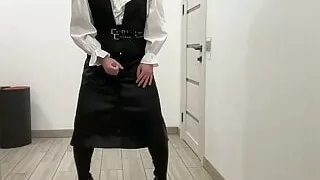 Lederkleid, Overknee High Heels Stöckelschuhe Sissy